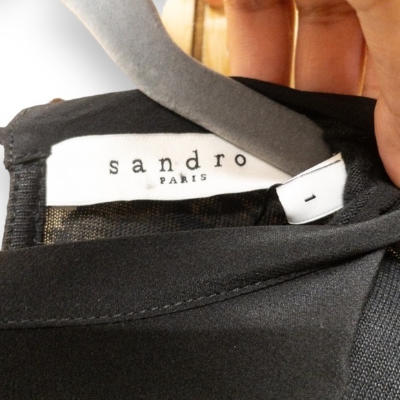 Sandro Paris | Black Keyhole Tie Front Blouse | Size 1 | Small - Picture 6 of 9